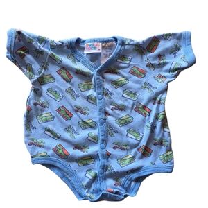 Baby Alligator Print Snap Romper 6–9M Blue One Piece Bodysuit